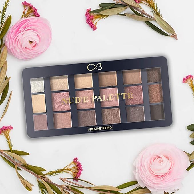 CVB  18 Colours Eyeshadow with 8 Buttery Mattes, 8 Metal Shadows, 1 Wet and Dry Lids, Talc-Free Nude and Rose Gold Palette for Eye Makeup 24g (SHADES - 01) - Image 2