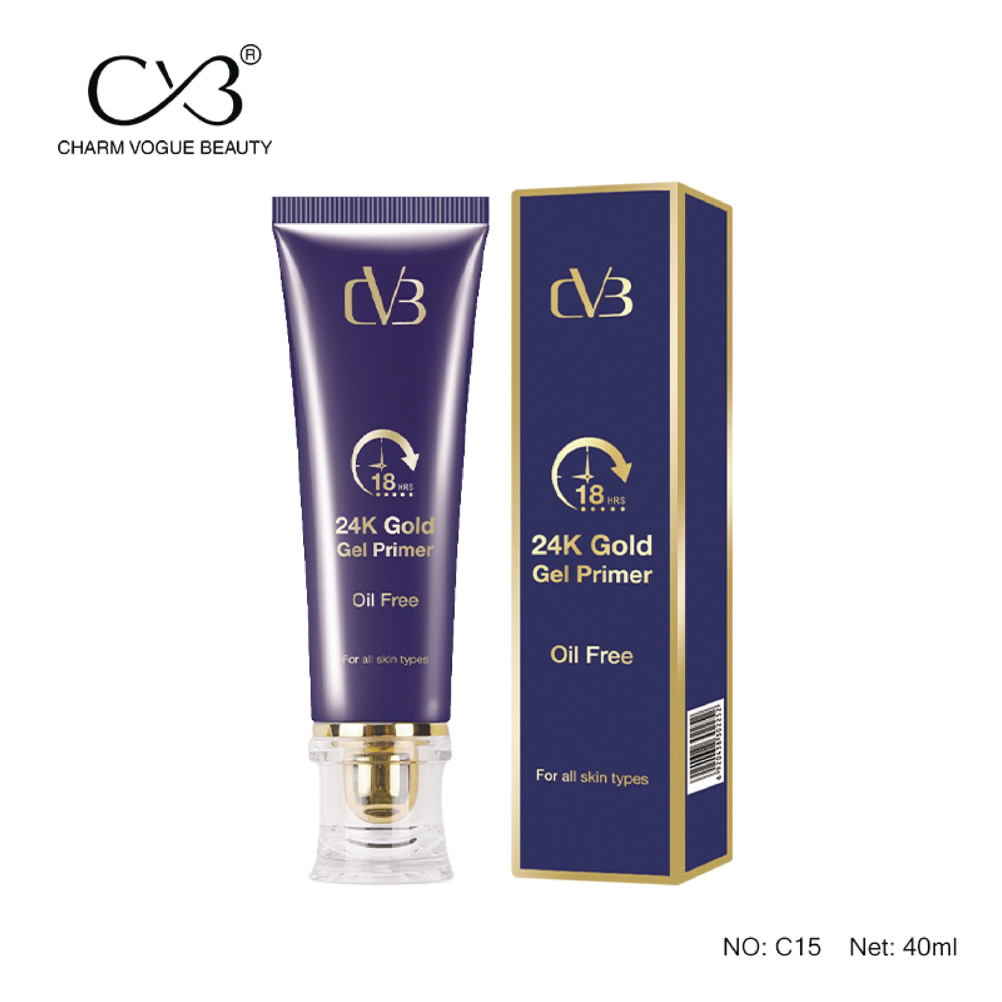 CVB 24K Gold Gel Primer for Pores Minimization, Anti-Ageing Oil-Free & Fragrance-Free Makeup Base (Gold, 40ml) C15 - Image 5