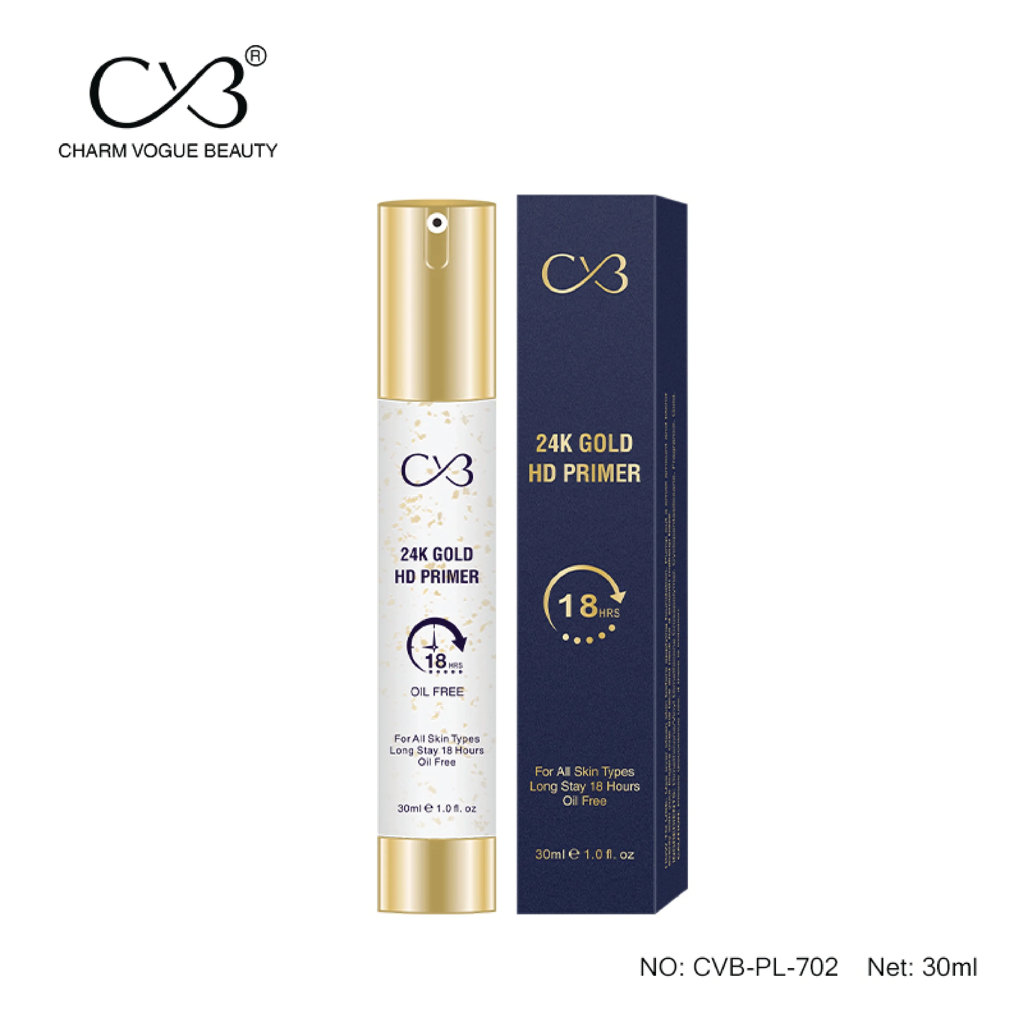 CVB 24K  Gold HD Primer  18 hour- oil Free For All Types Skins - Image 3