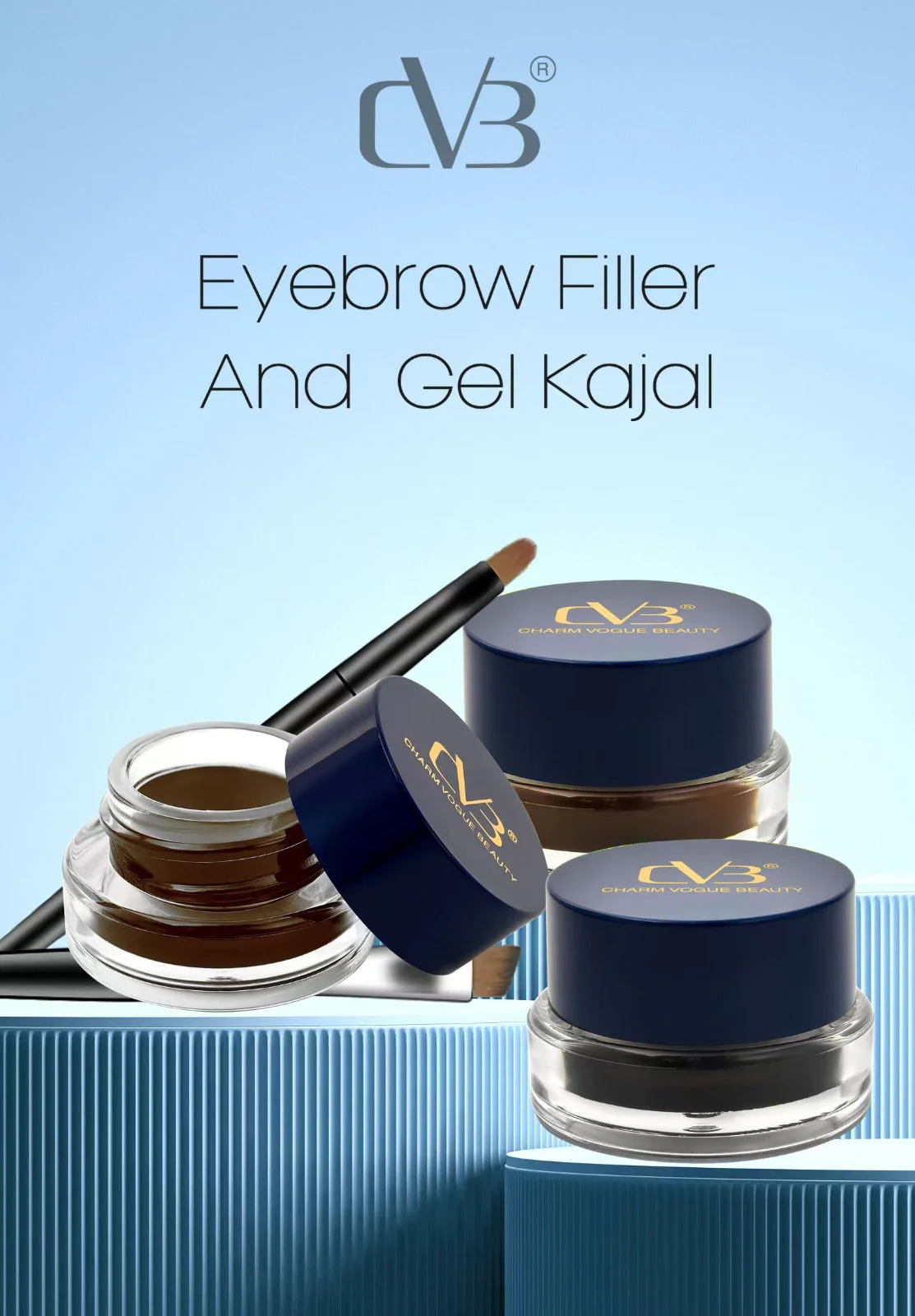 CVB Eyebrow Filler and Gel kajal 2in1 Long-wearBlack & Brown C233 - Image 2