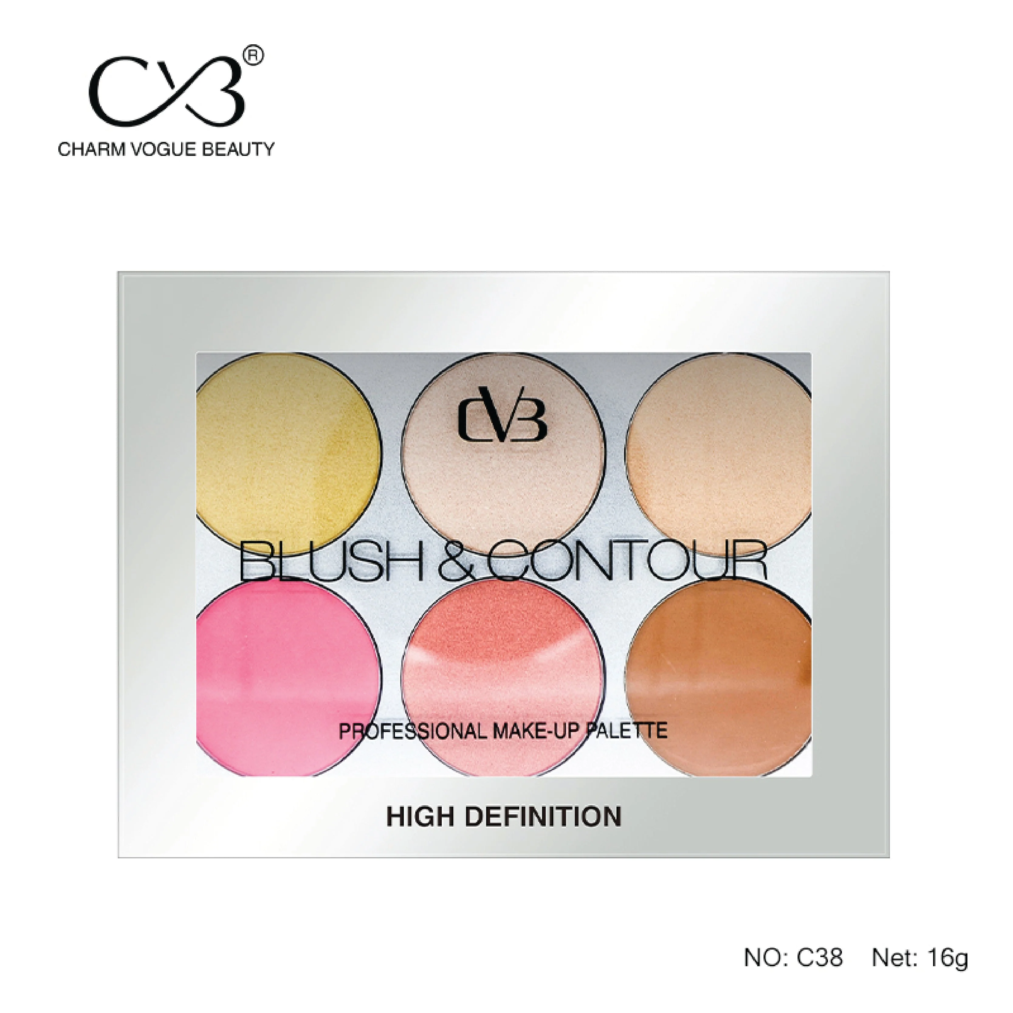 CVB Glow Kit Highlighter Palette 6 Shades Makeup – C37 - Image 2