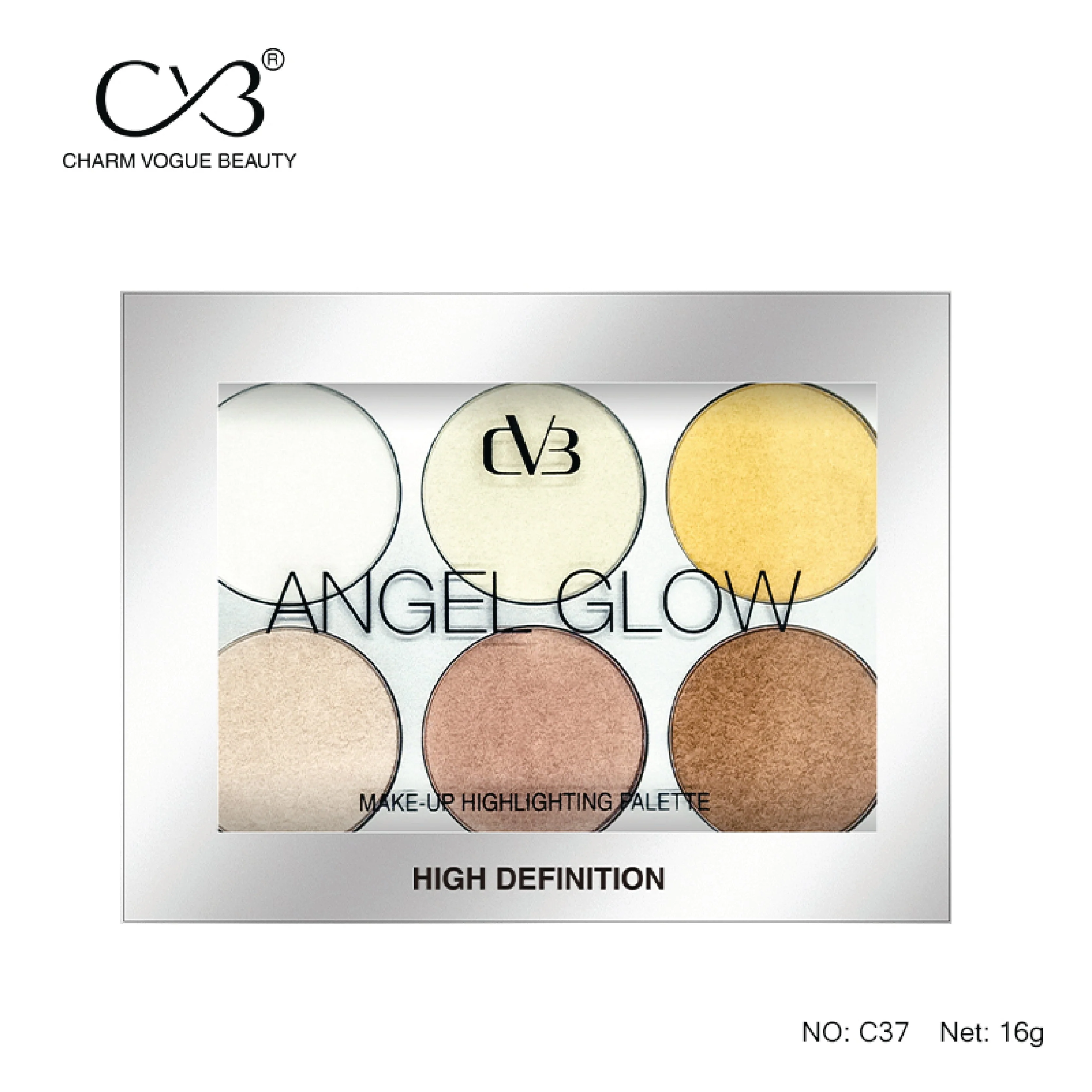 CVB Glow Kit Highlighter Palette 6 Shades Makeup – C37 - Image 3