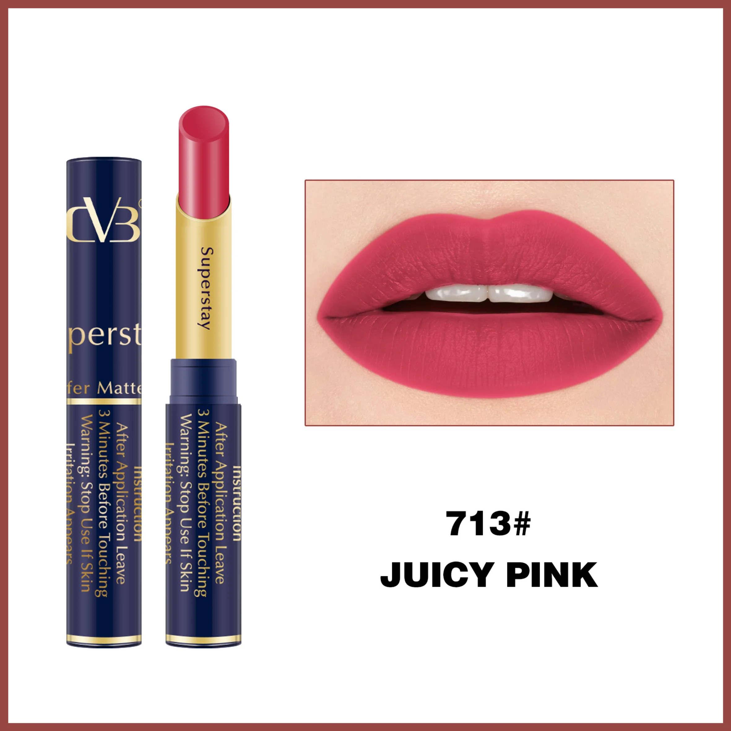 CVB LM-206 SuperStay No Transfer Matte Lipstick, Waterproof and Full-Pigmented, Transfer-Proof Smudge-Proof Lip Colour - Image 16
