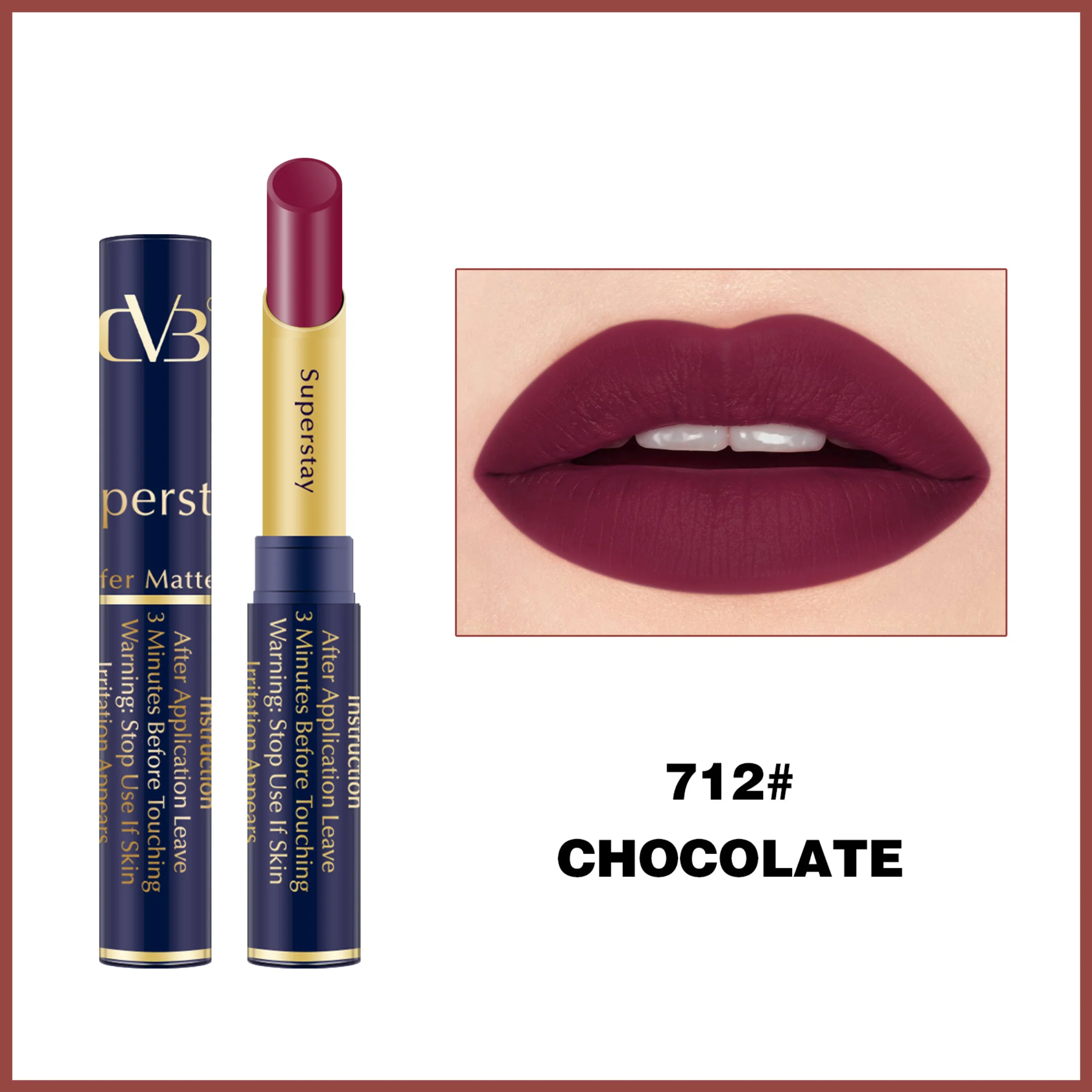 CVB LM-206 SuperStay No Transfer Matte Lipstick, Waterproof and Full-Pigmented, Transfer-Proof Smudge-Proof Lip Colour - Image 27