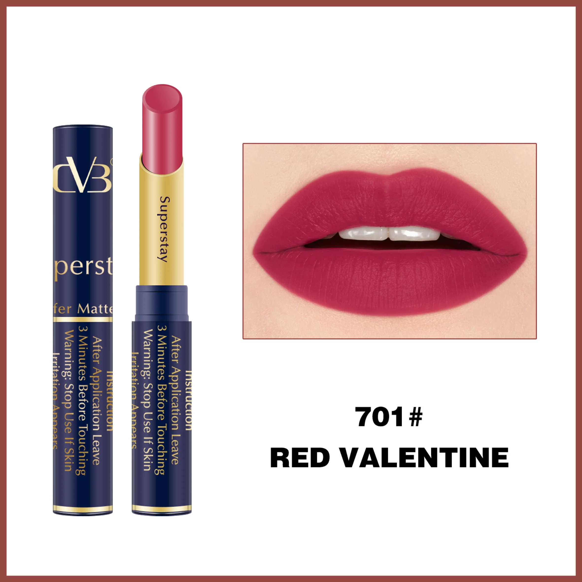 CVB LM-206 SuperStay No Transfer Matte Lipstick, Waterproof and Full-Pigmented, Transfer-Proof Smudge-Proof Lip Colour - Image 4