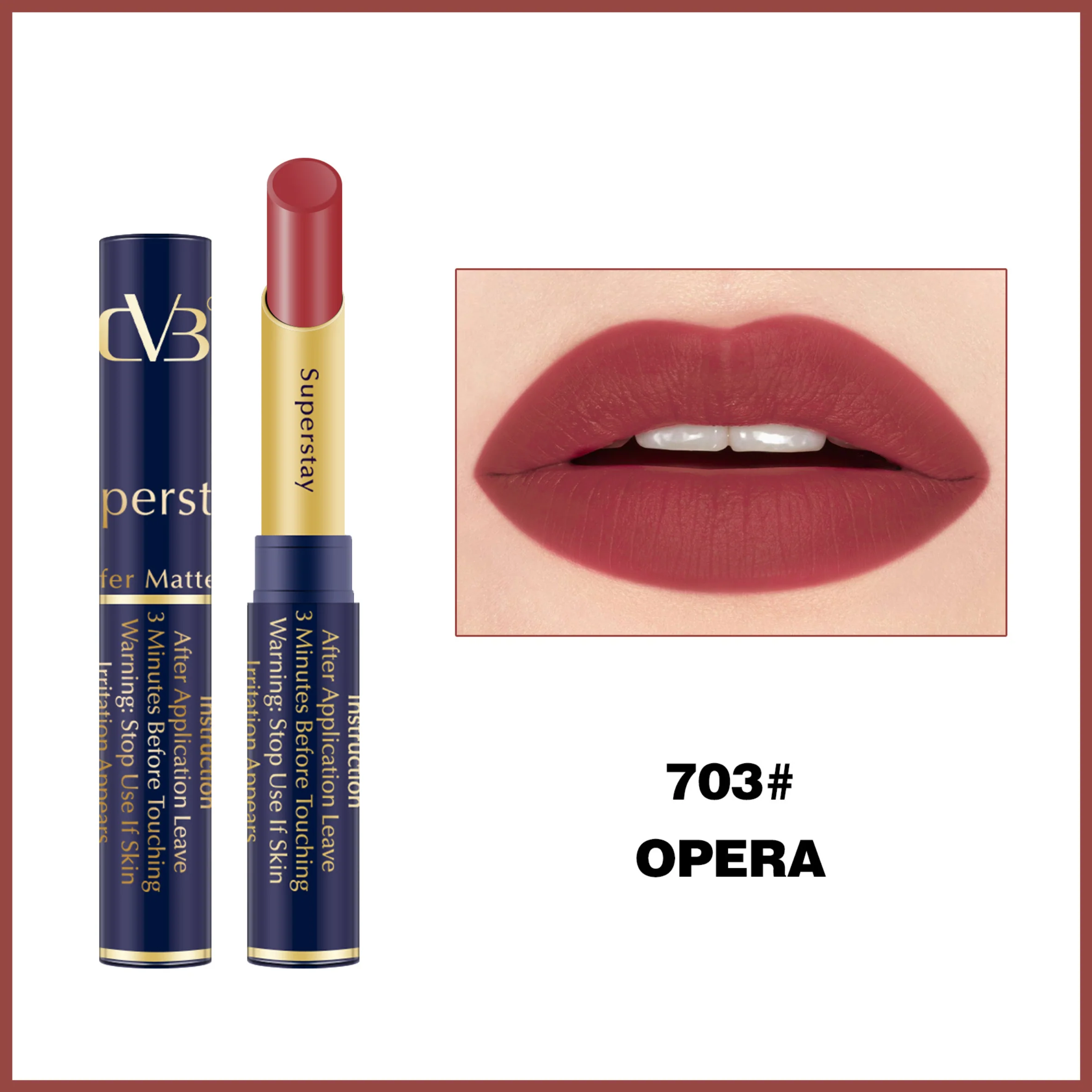CVB LM-206 SuperStay No Transfer Matte Lipstick, Waterproof and Full-Pigmented, Transfer-Proof Smudge-Proof Lip Colour - Image 6
