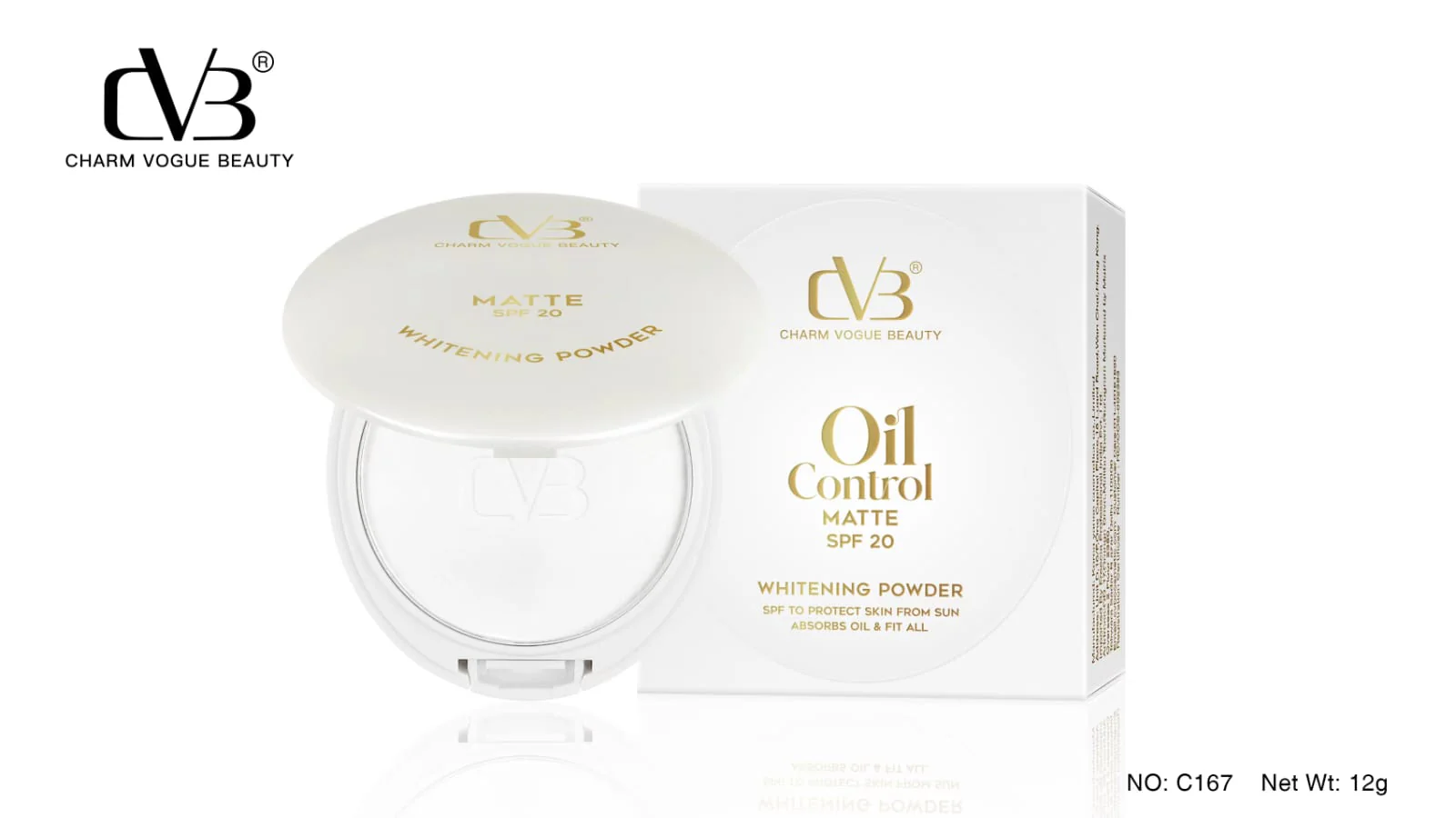 CVB OIL CONTROL MATTE SPF 20 WHITENING POWDER ABSORBS OIL & FIT ALL Compact  (WHITE, 12 g)