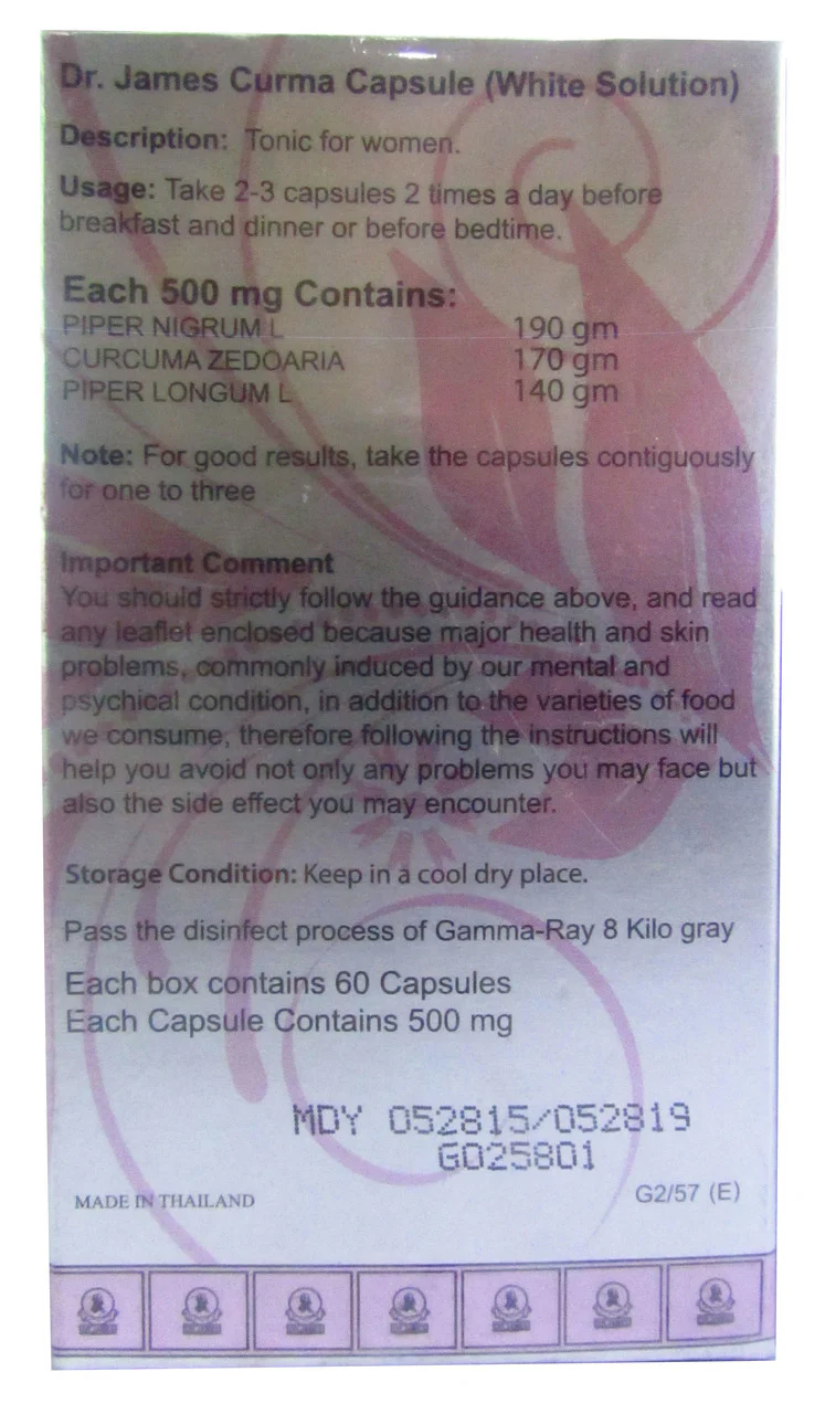 Dr James Herbal Supplement White Solution Curma 500 MG (60 Capsules ) - Image 3