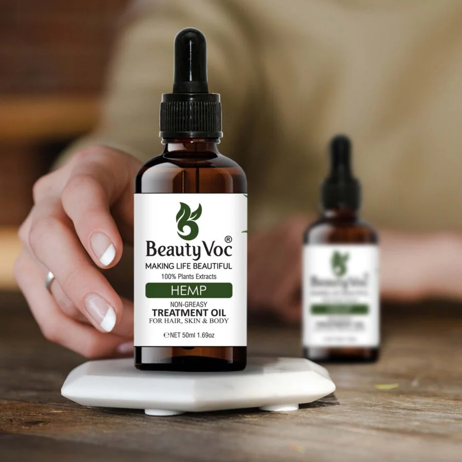 BeautyVoc Hemp Treatment Oil 50 ml Pure 100% | Non-Greasy | Cold-Pressed Oil for Skin Hydration, Scalp Nourishment & Soothing Care - Image 3