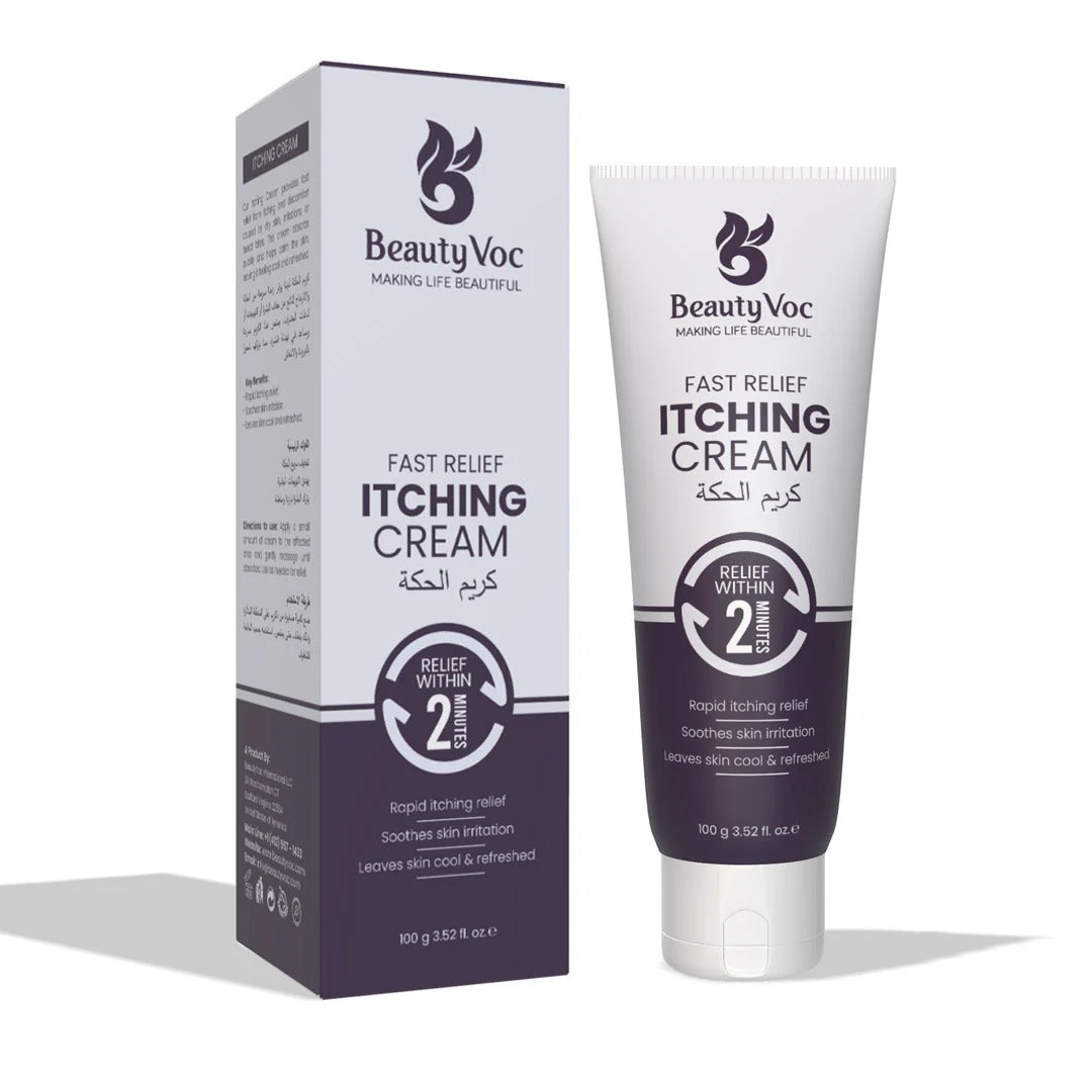 BeautyVoc Itching Cream 100 g - Fast Itch Relief | Anti-Itch Cream for Eczema, Psoriasis, Rashes & Insect Bites