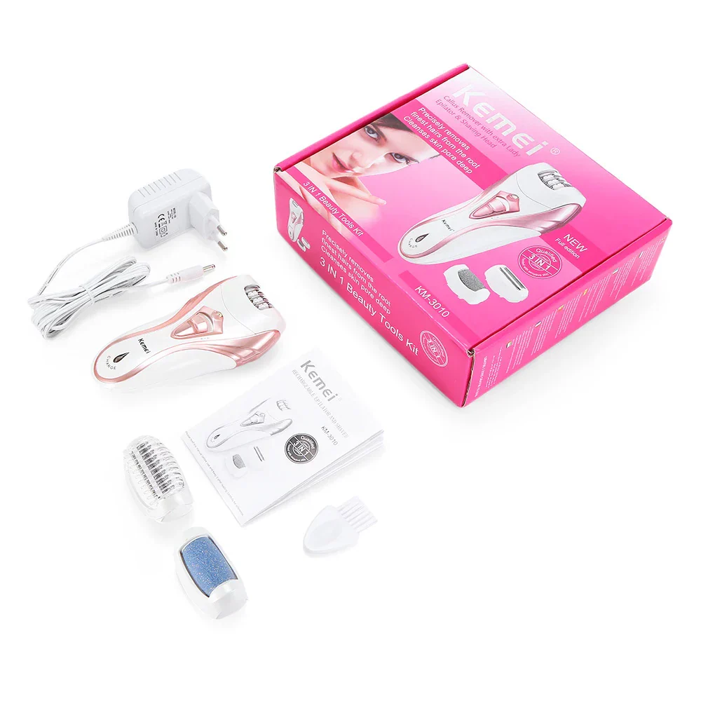 Kemei 3 In 1 Electric Epilator Shaver Callus Remover KM-3010 - Image 2
