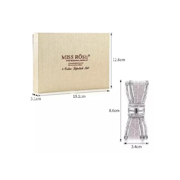 Miss Rose Diamond-studded bow lipstick Set of 4 - Image 3