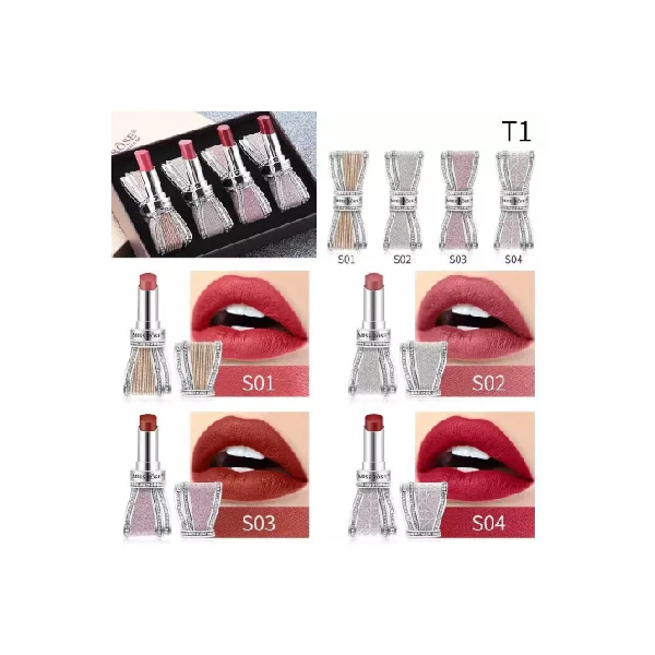 Miss Rose Diamond-studded bow lipstick Set of 4 - Image 6