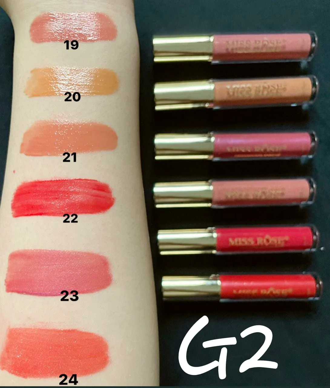 Miss Rose Glossy Lip Gloss Set of 6 - New Setting - Image 3