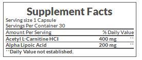 Nature's Bounty Acetyl L-Carnitine HCl 400mg (30 Capsules) - Image 4