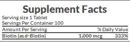 Nature's Bounty Biotin 1000mcg 120 Coated Tablets - Image 2