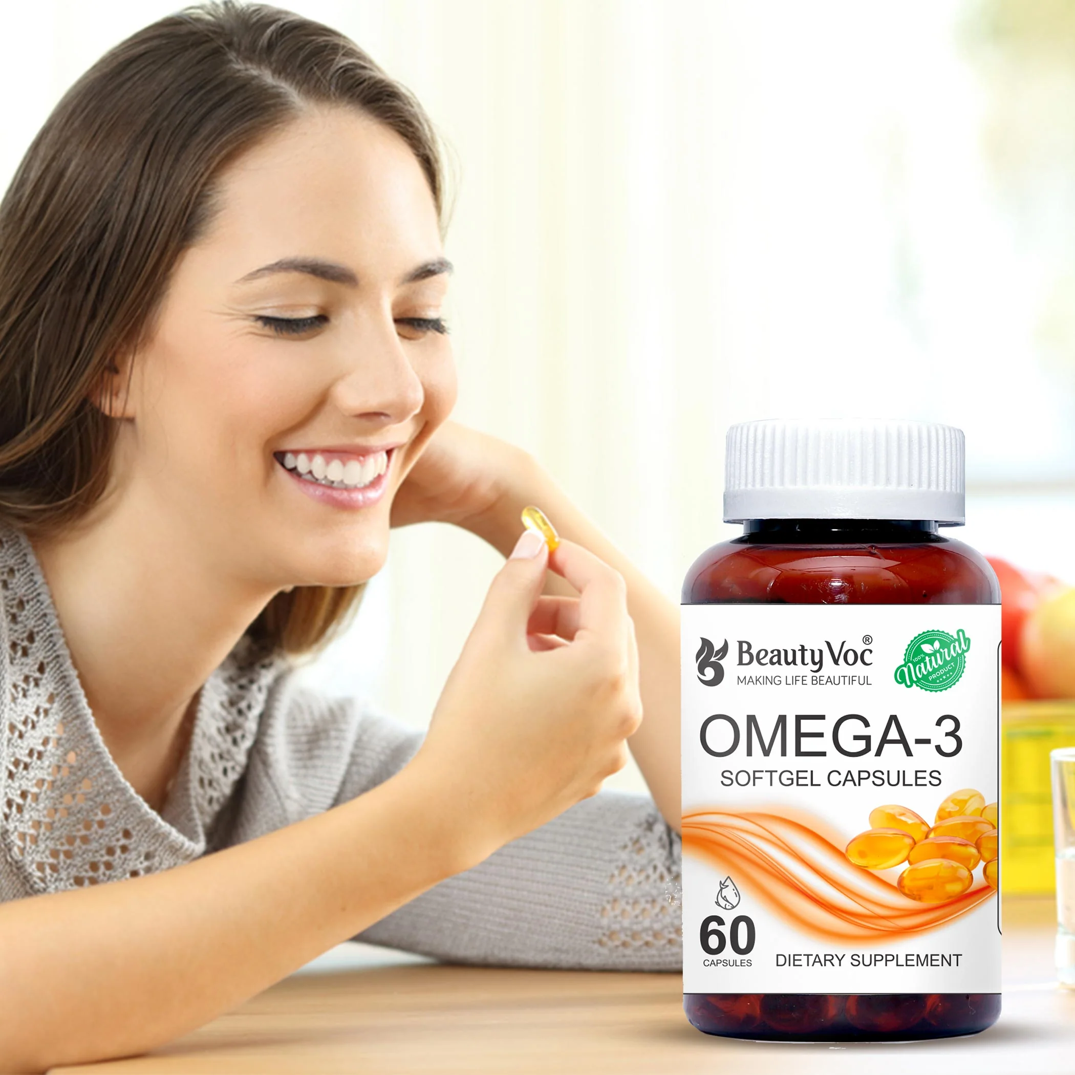 BeautyVoc Omega-3 Softgel Capsules | For Heart, Brain, Joint & Immune Support | Supplement for Men & Women - Image 2