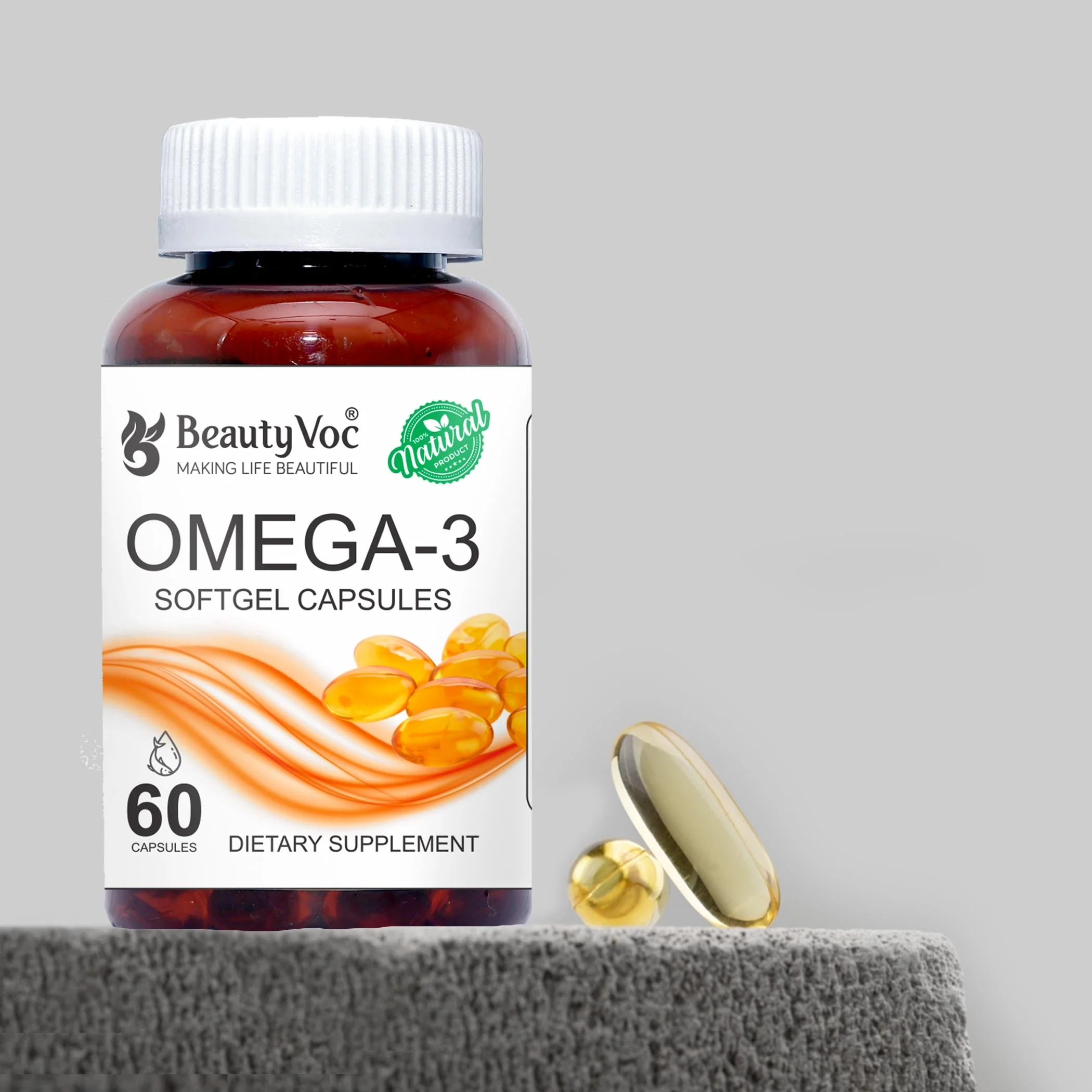 BeautyVoc Omega-3 Softgel Capsules | For Heart, Brain, Joint & Immune Support | Supplement for Men & Women - Image 3