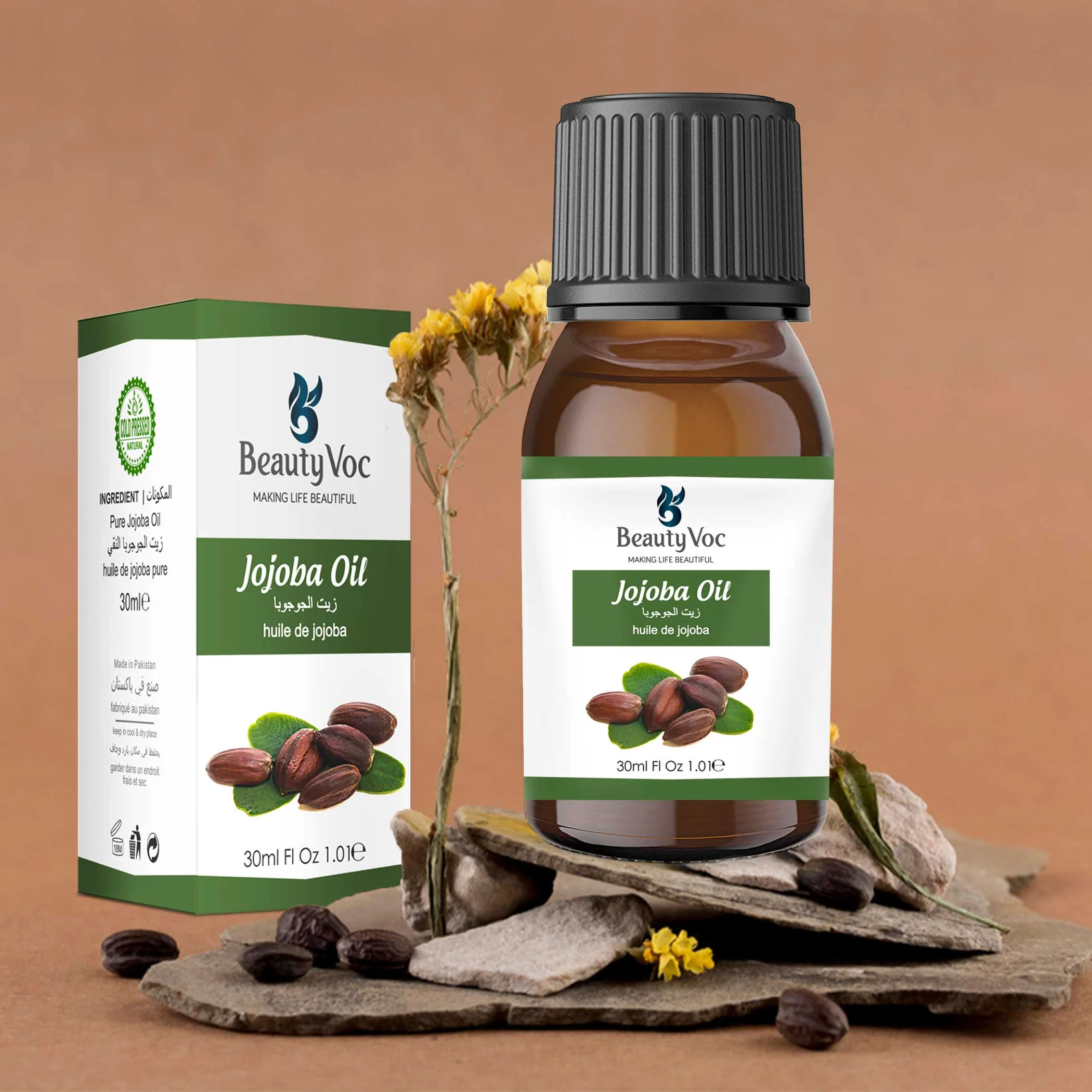 BeautyVoc Pure Jojoba Oil 30 ml - 100% Natural Cold-Pressed | Best for Hair & Skin | Non-Comedogenic & Fast Absorbing - Image 2