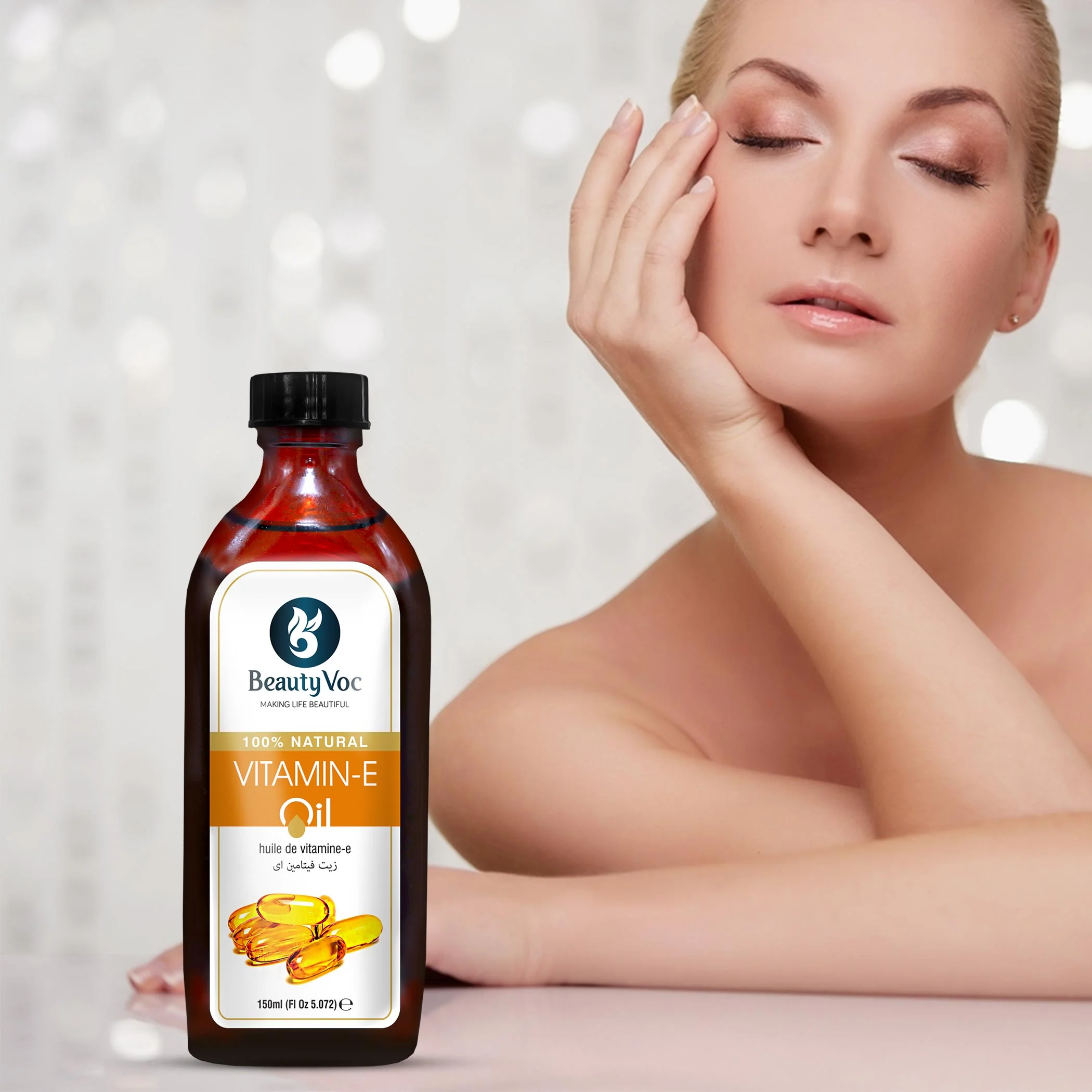 BeautyVoc Pure Vitamin E Oil 150 ml Undiluted | For Glowing Skin, Hair Growth, Fades acne marks, Dark spots & uneven skin tone - Image 3