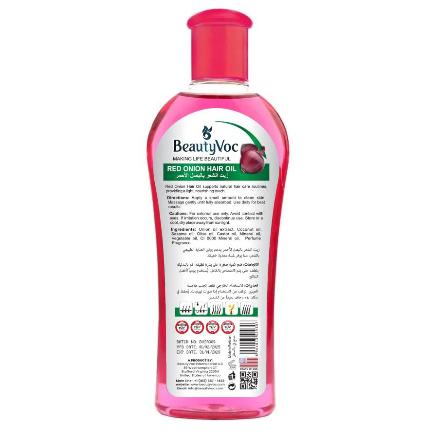 BeautyVoc Red Onion Hair Oil 200 ml | For Hair Growth, Hair Fall Control & Stronger Roots | Natural Scalp Nourishment - Image 4