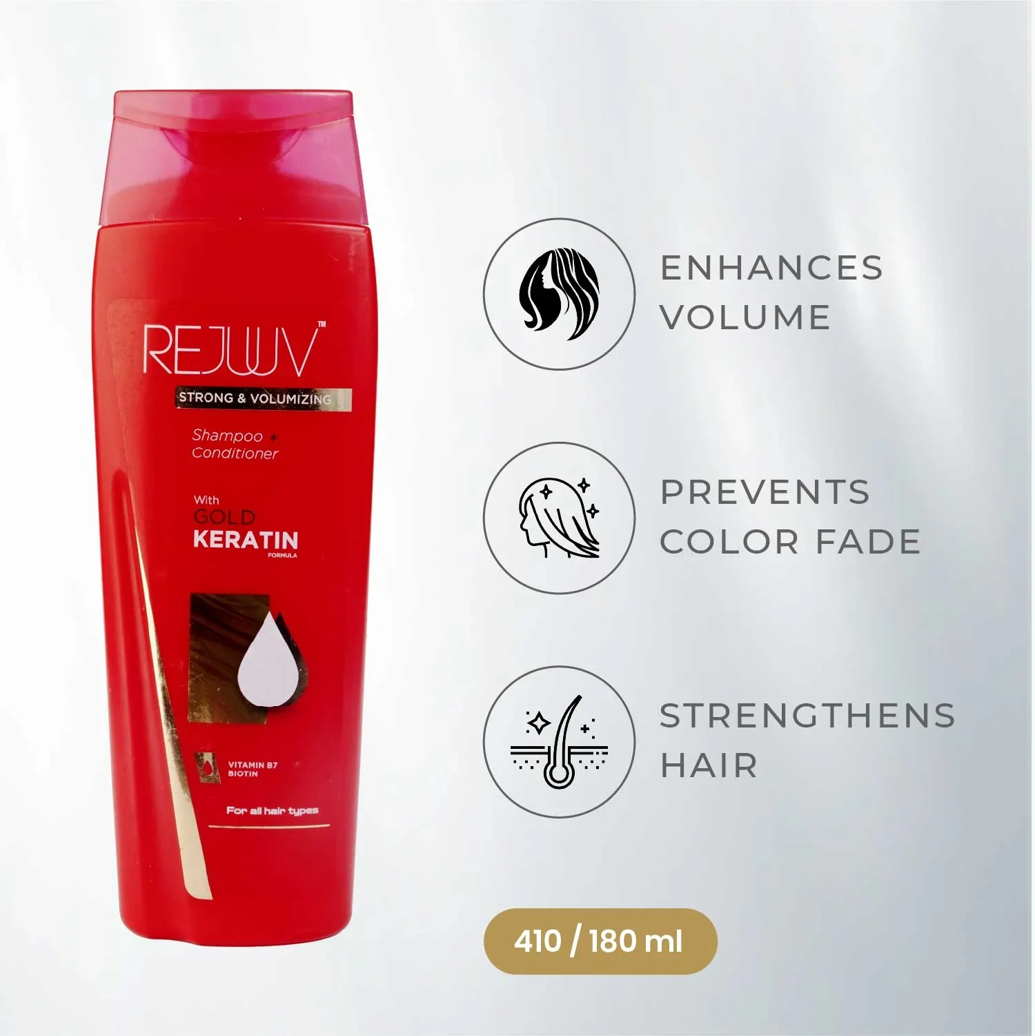 Rejuuv With Biotin Gold Keratin Shampoo 180ml - Image 2