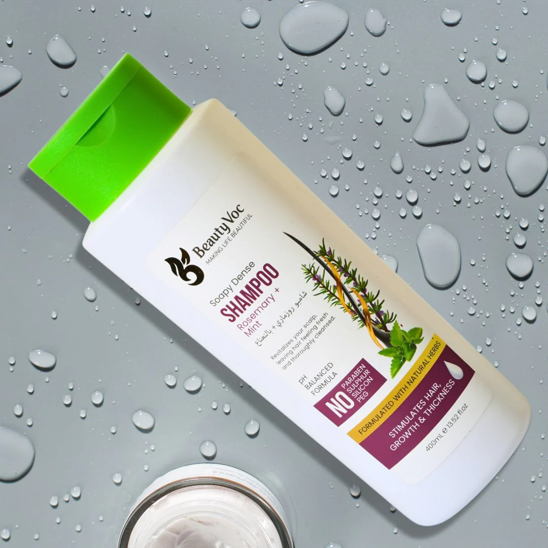 BeautyVoc Rosemary Mint Shampoo 400ml - Anti Hair Fall | Anti Dandruff | Smooth Silky Hair - Image 3