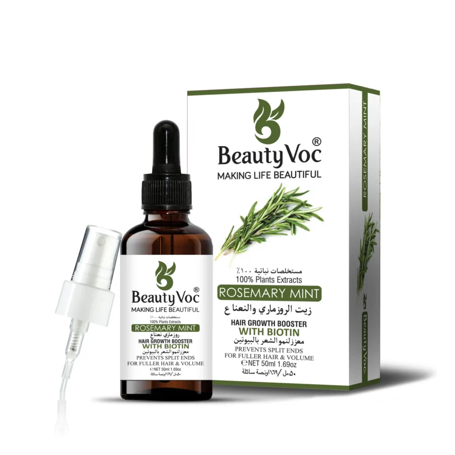 BeautyVoc Rosemary Mint Treatment Oil with Biotin 50 ml | Non-Greasy | Cold-Pressed Oil for Hair Growth, Scalp Health & Strengthening Roots