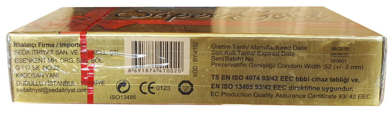 Super Gold Lubricated Condoms 12 Pieces (Normal Tip) - Image 2